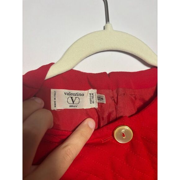 Valentino Miss V Dress Women's Size 8 Red Vintage Wool Midi Length Office Work - Picture 5 of 8